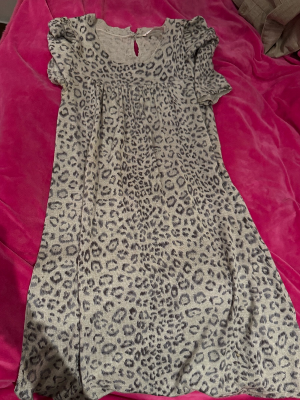 Rebecca Taylor Gray Leopard Print Sweater Dress Size M